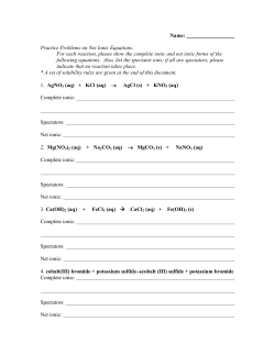 Practice Problems on Net Ionic Equations