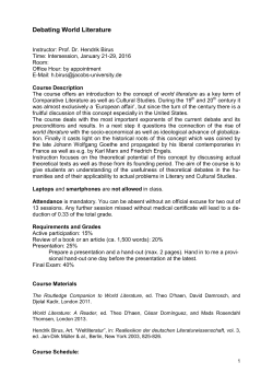 Debating World Literature - Winter School