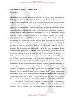 THE MEDIUM AND MCLUHAN`S MESSAGE Lance Strate Marshall