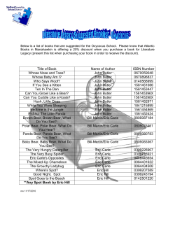 Title of Book Name of Author ISBN Number Whose Nose and Toes