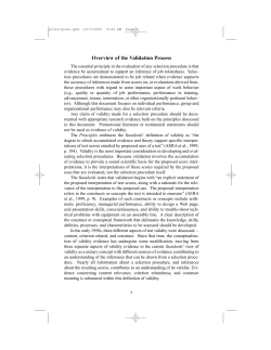 Overview of the Validation Process
