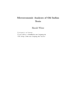 Microeconomic Analyses of Old Indian Texts - wifa.uni