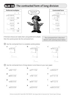The contracted form of long division BLM 20