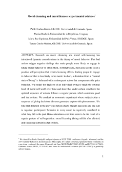 Moral cleansing and moral licenses: experimental evidence*
