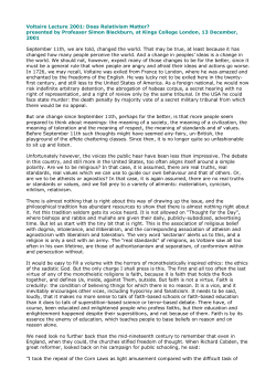 Voltaire Lecture 2001: Does Relativism Matter?