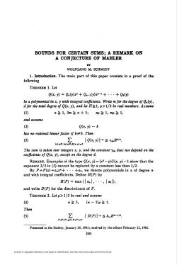 A CONJECTURE OF MAHLER