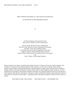 PRICE INDEXES FOR MEDICAL CARE GOODS AND SERVICES