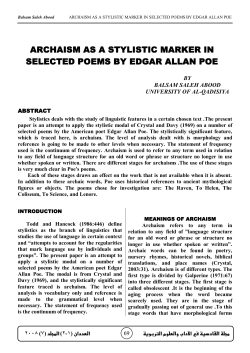 archaism as a stylistic marker in selected poems by edgar allan poe