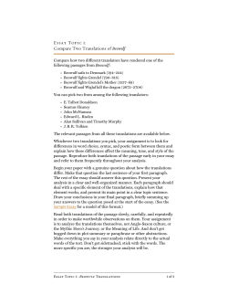 Essay Topic 1: Compare Two Translations of Beowulf