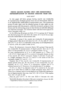 REPRESENTATION OF DEGREE GREATER THAN ONE