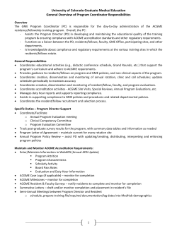 Program Coordinator GME Responsibilities
