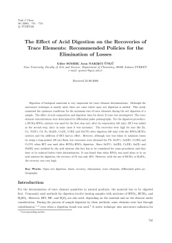The Effect of Acid Digestion on the Recoveries of