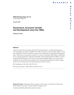 Governance, Economic Growth and Development since the 1960s