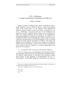 CTS v. Waldburger: A Trend Toward Strict Construction of CERCLA?