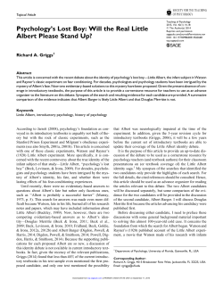 Psychology`s Lost Boy: Will the Real Little Albert Please