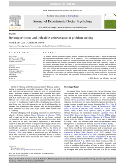 Stereotype threat and inflexible perseverance in problem solving