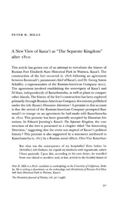 A New View of Kaua`i as "The Separate Kingdom"