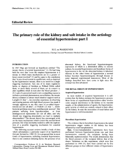 The Primary Role of the Kidney and Salt Intake in