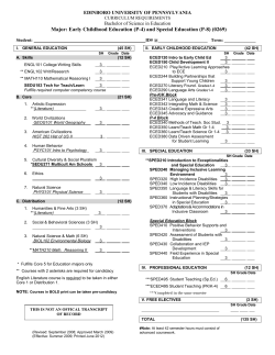 Major: Early Childhood Education (P-4) and Special Education (P