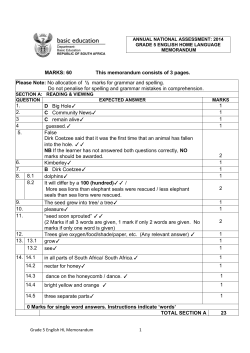 MARKS: 60 This memorandum consists of 3 pages. Please Note: No