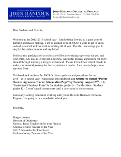 Orchestra Handbook - John Hancock Charter School