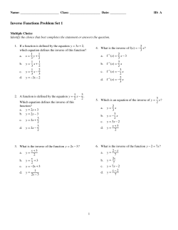 ExamView - Inverse Functions Problem Set 1.tst