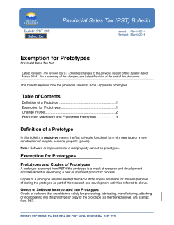 Bulletin OST 209, Exemption for Prototypes