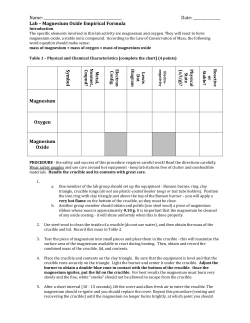 Lab &ndash; Magnesium Oxide Empirical Formula Symbol