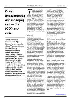 Data anonymisation and managing risk