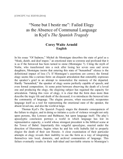 Failed Elegy as the Absence - Concept (Villanova University)