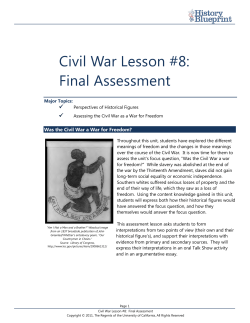 Civil War Lesson #8: Final Assessment - California History