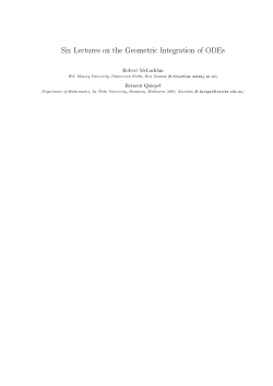 Six Lectures on the Geometric Integration of ODEs
