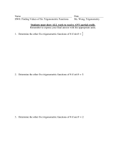 09.14.16 Six Trigonometric Functions Homework #8