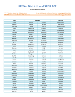 SPELL BEE Published Words
