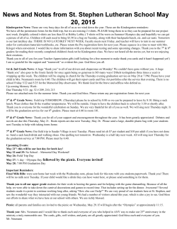 News and Notes from St. Stephen Lutheran School May 20, 2015