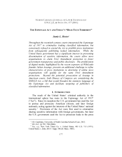 The Espionage Act and Today`s High