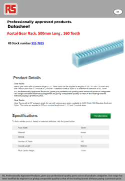Acetal Gear Rack, 500mm Long , 160 Teeth