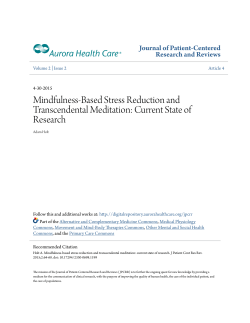 Mindfulness-Based Stress Reduction and Transcendental Meditation