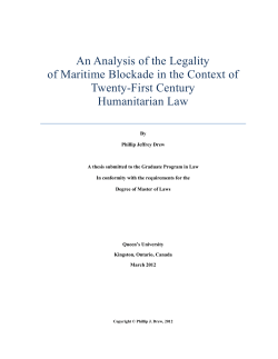 An Analysis of the Legality of Maritime Blockade in the Context of