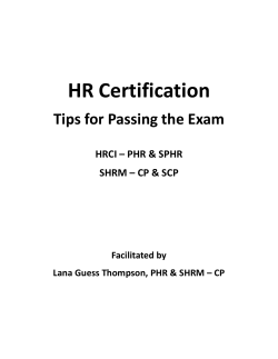 Passing the PHR/SPHR