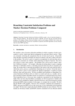 Branching Constraint Satisfaction Problems and Markov Decision