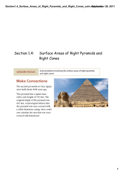 Section 1.4: Surface Areas of Right Pyramids and Right Cones