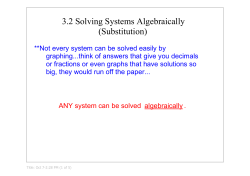 3.2 Solving Systems Algebraically (Substitution)
