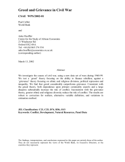 Greed and Grievance in Civil War - The Centre for the Study of