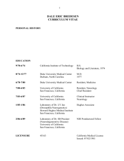 Dr. Bredesen`s Detailed C.V.