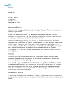 May 4, 2017 Arconic Directors Arconic Inc. 390 Park