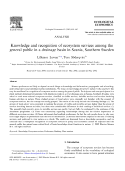 Knowledge and recognition of ecosystem services