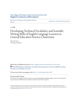 Developing Technical Vocabulary and Scientific Writing Skills of