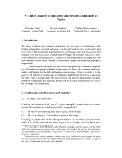A Unified Analysis of Indicative and Biscuit Conditionals as Topics