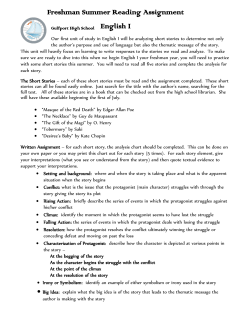 English I - Freshman summer assignment